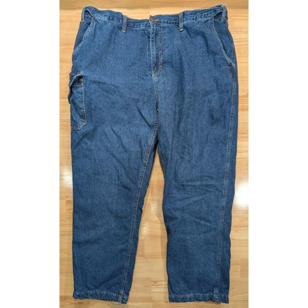 The Haband Arctic Bear Fleece Lined Jeans 40x30 Blue Denim Carpenter Work Pants